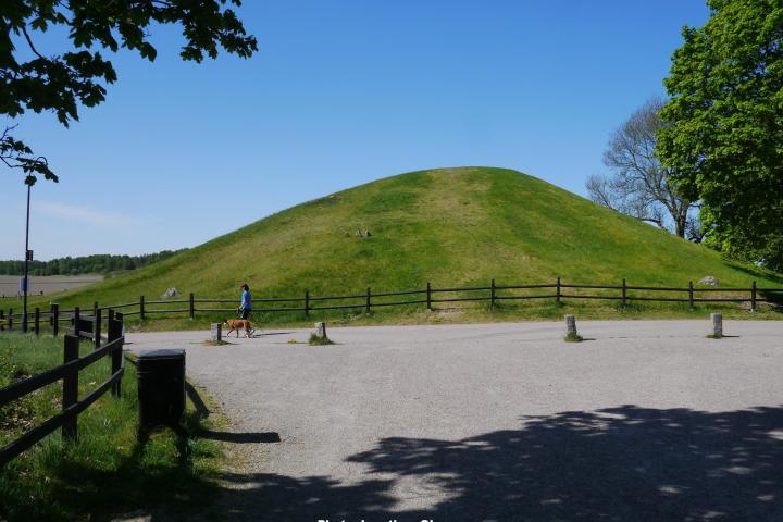 Old Uppsala Mounds size reference with human in front