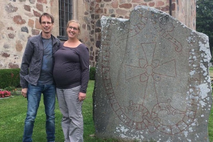 Couple by a viking stone