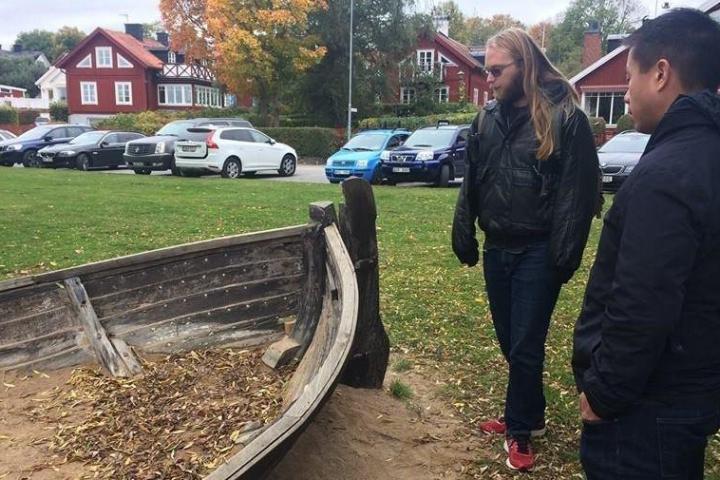 Viking boat with two people