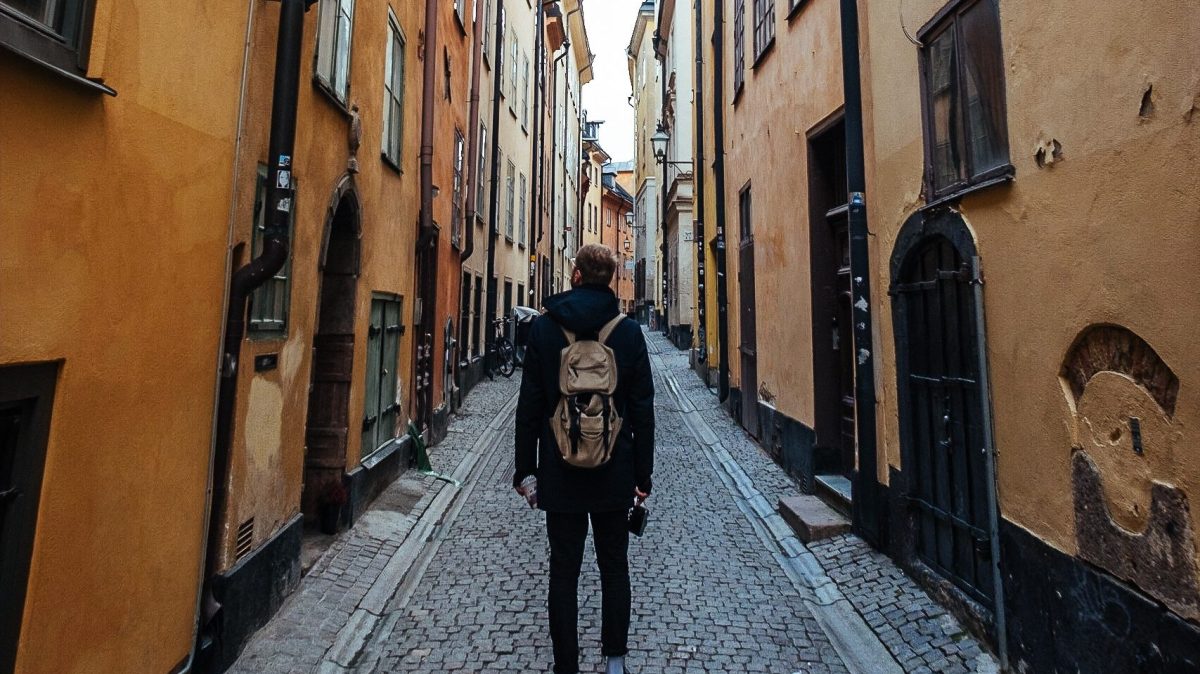 Stockholm old town visitor Stockholm Old Town street With Visitor