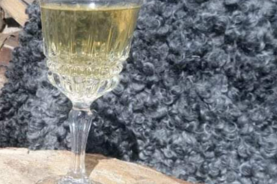 a close up of a wine glass