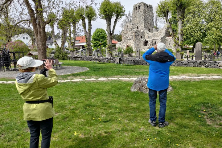 a person flying a kite in a park