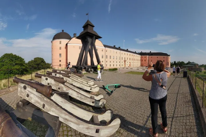 a person standing in front of a building